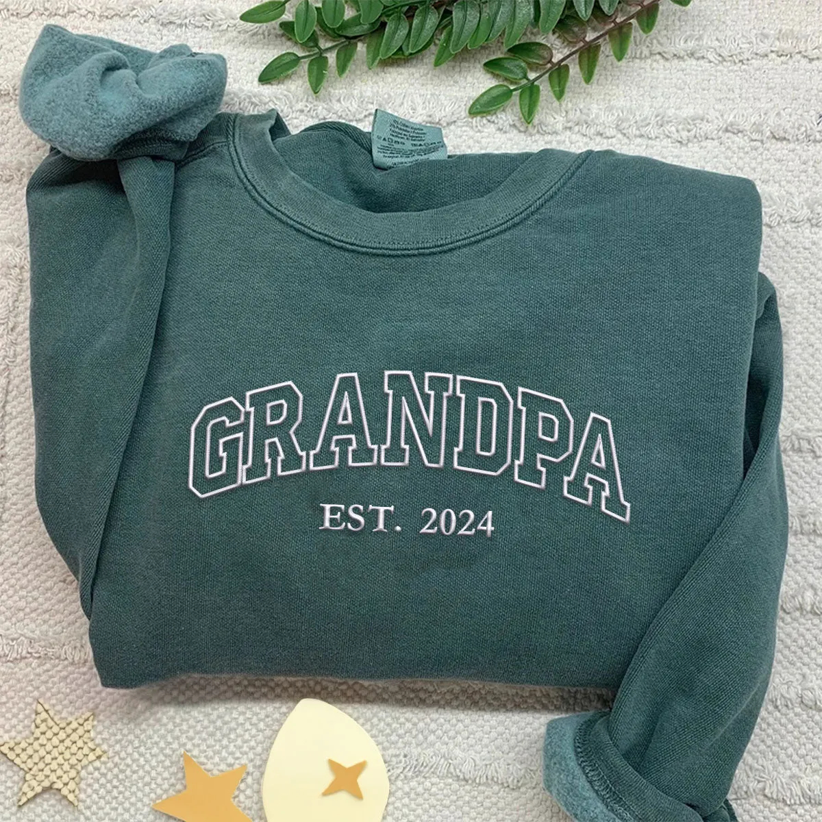 Comfort Color® Embroidered Grandpa Est Sweatshirt, Gift for Father's Day