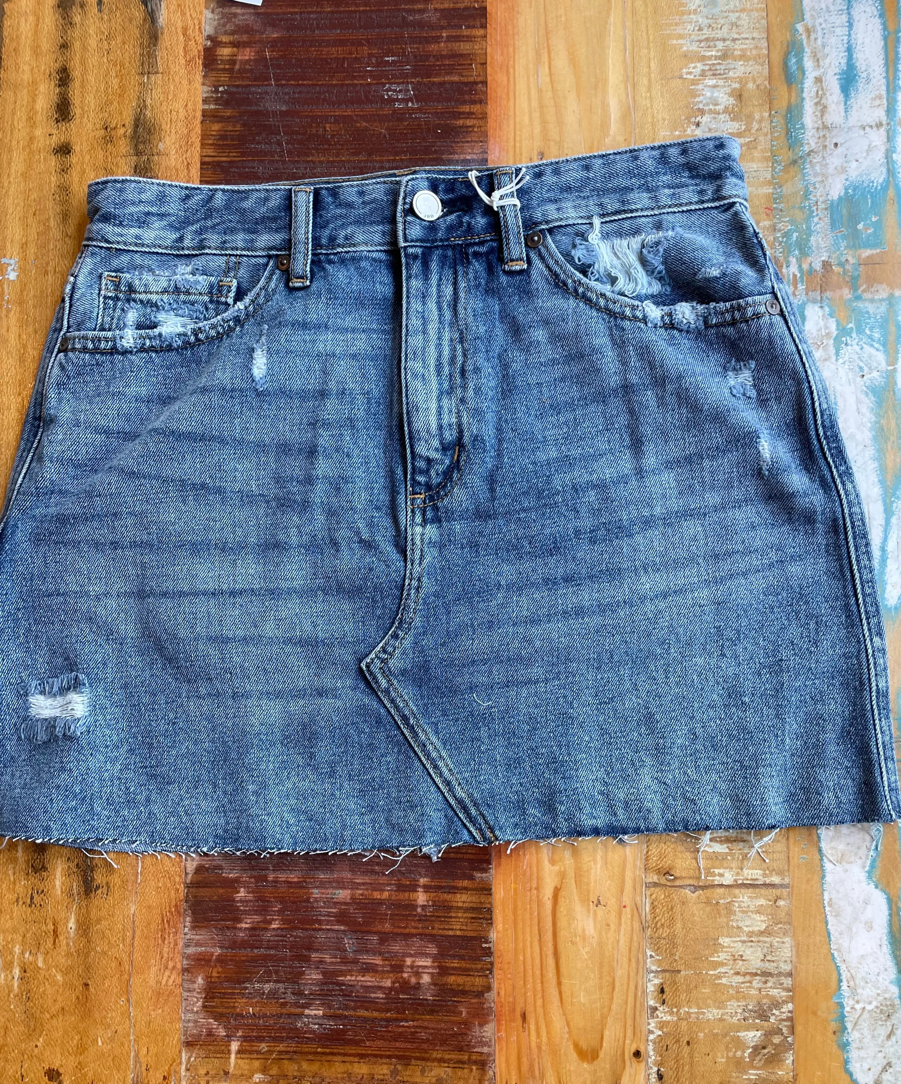 Distressed A-line Vintage mini skirt