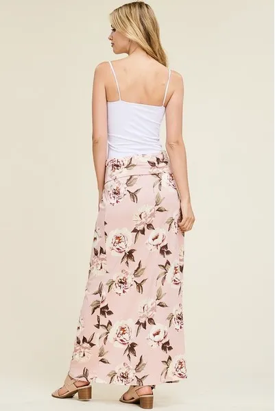 Floral A-Line Maxi Skirt - Black