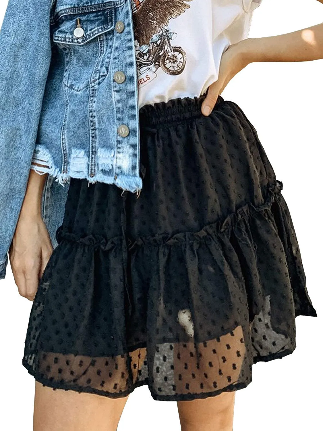 Floral Print Ruffle Mini A-Line Skirt