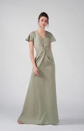 Flutter Sleeves Twisted Bodice Back Keyhole Dresses Flutter Sleeves Twisted Bodice Back Keyhole Dresses