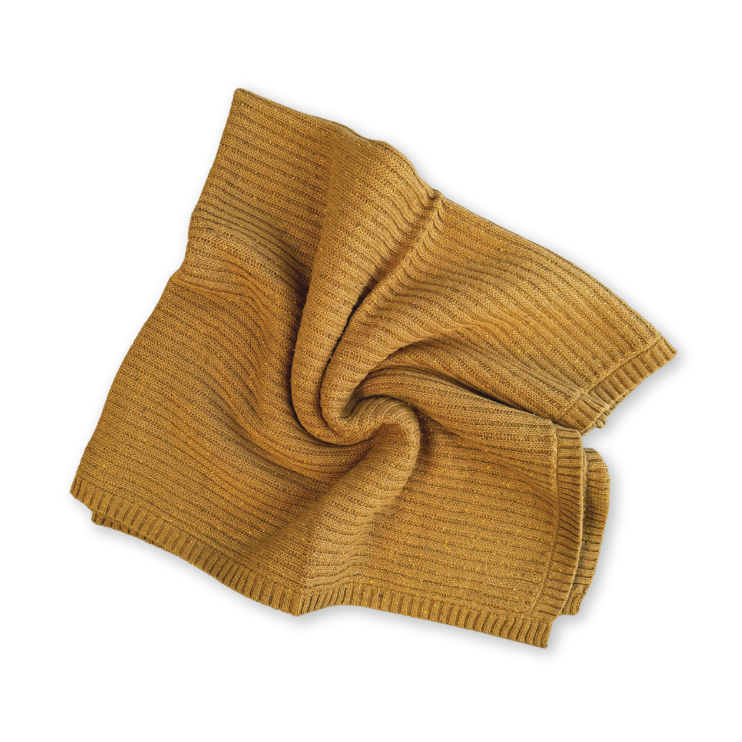 Grown Organic Rib Knit Baby Blanket - Golden Speckle