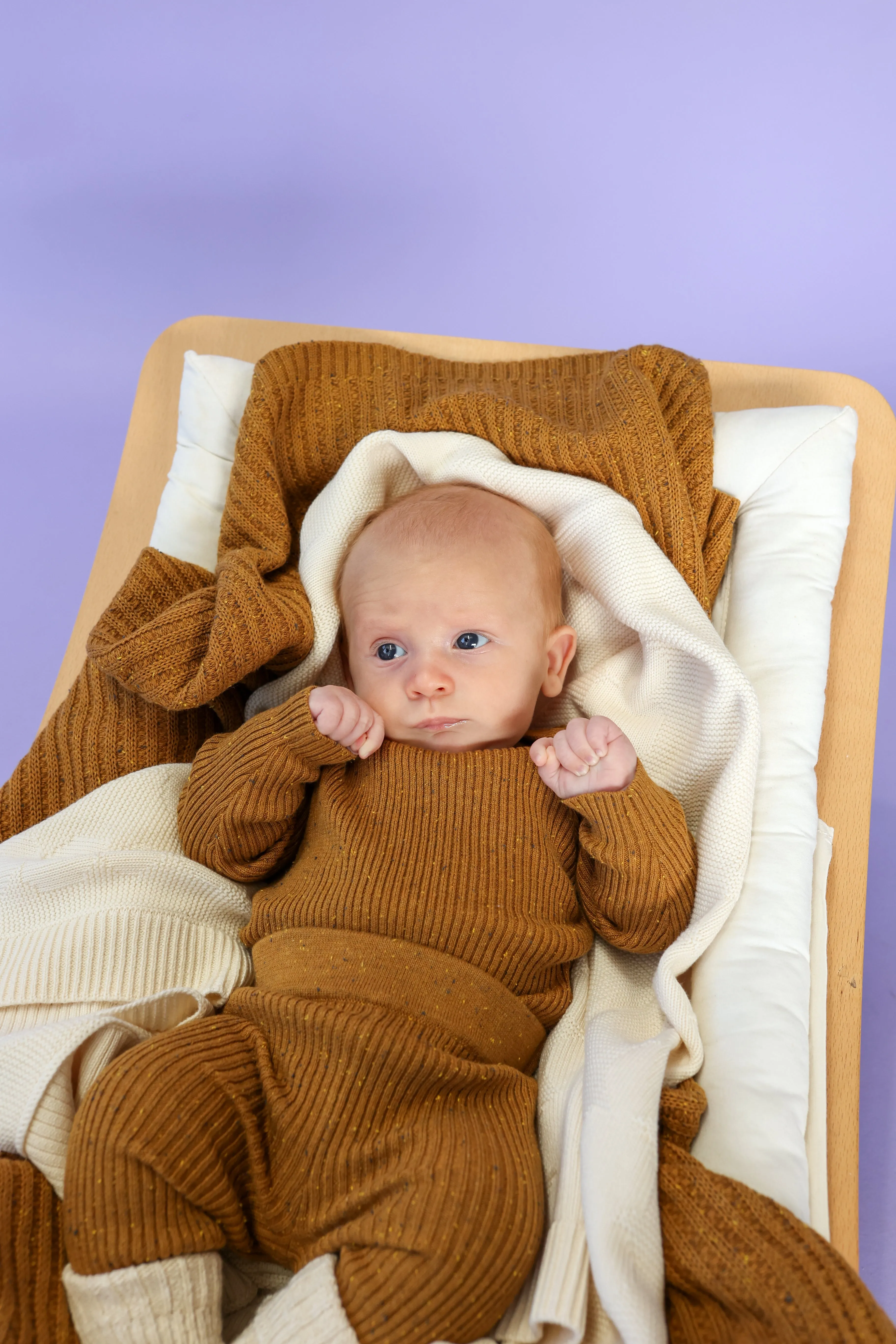 Grown Organic Rib Knit Baby Blanket - Golden Speckle