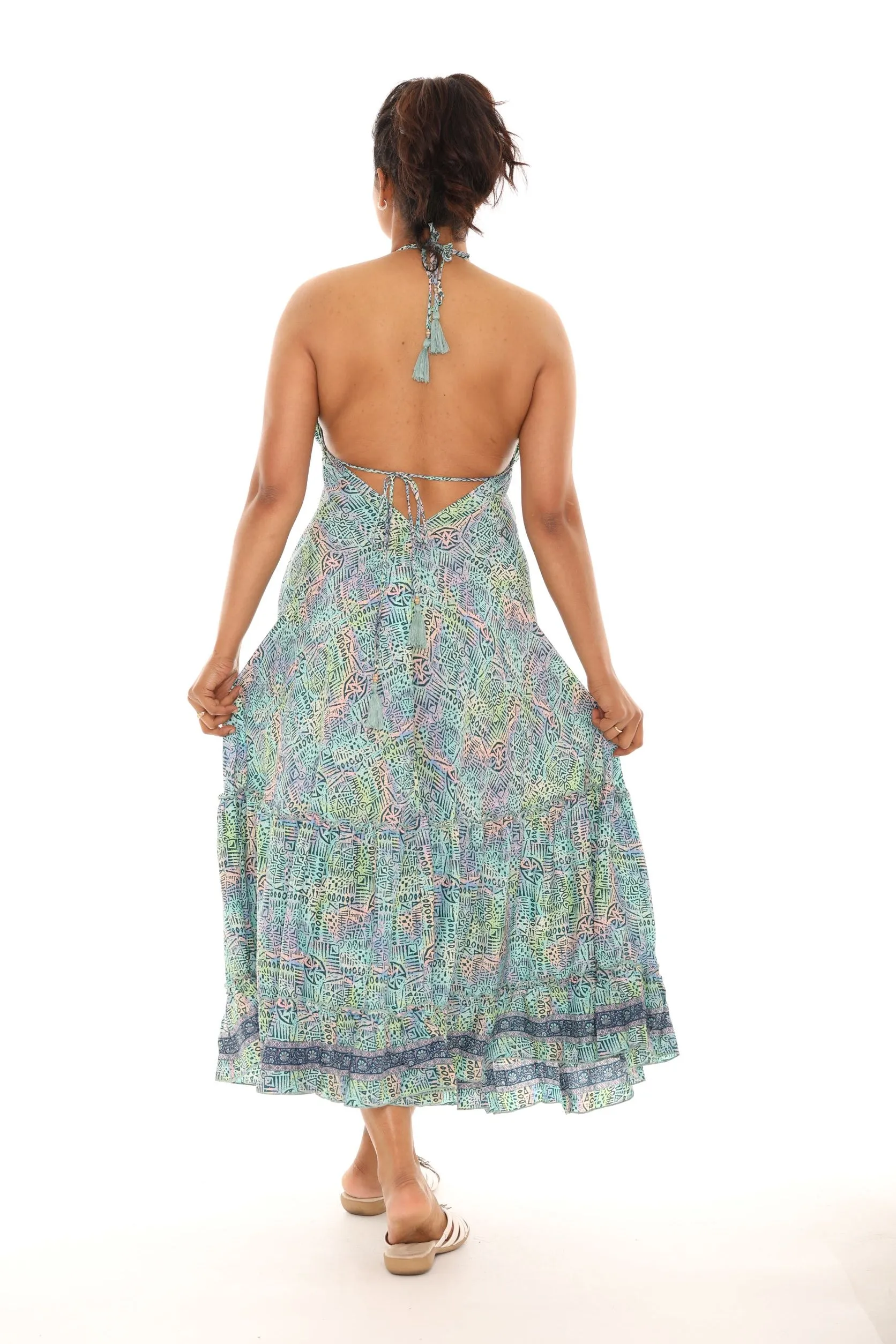 Halter V-Neck Maxi Dress
