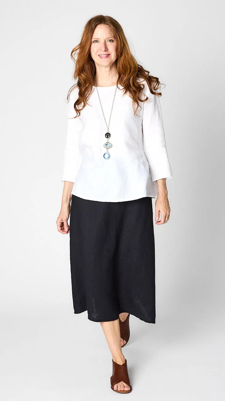 Midi Linen A-Line Linen Skirt