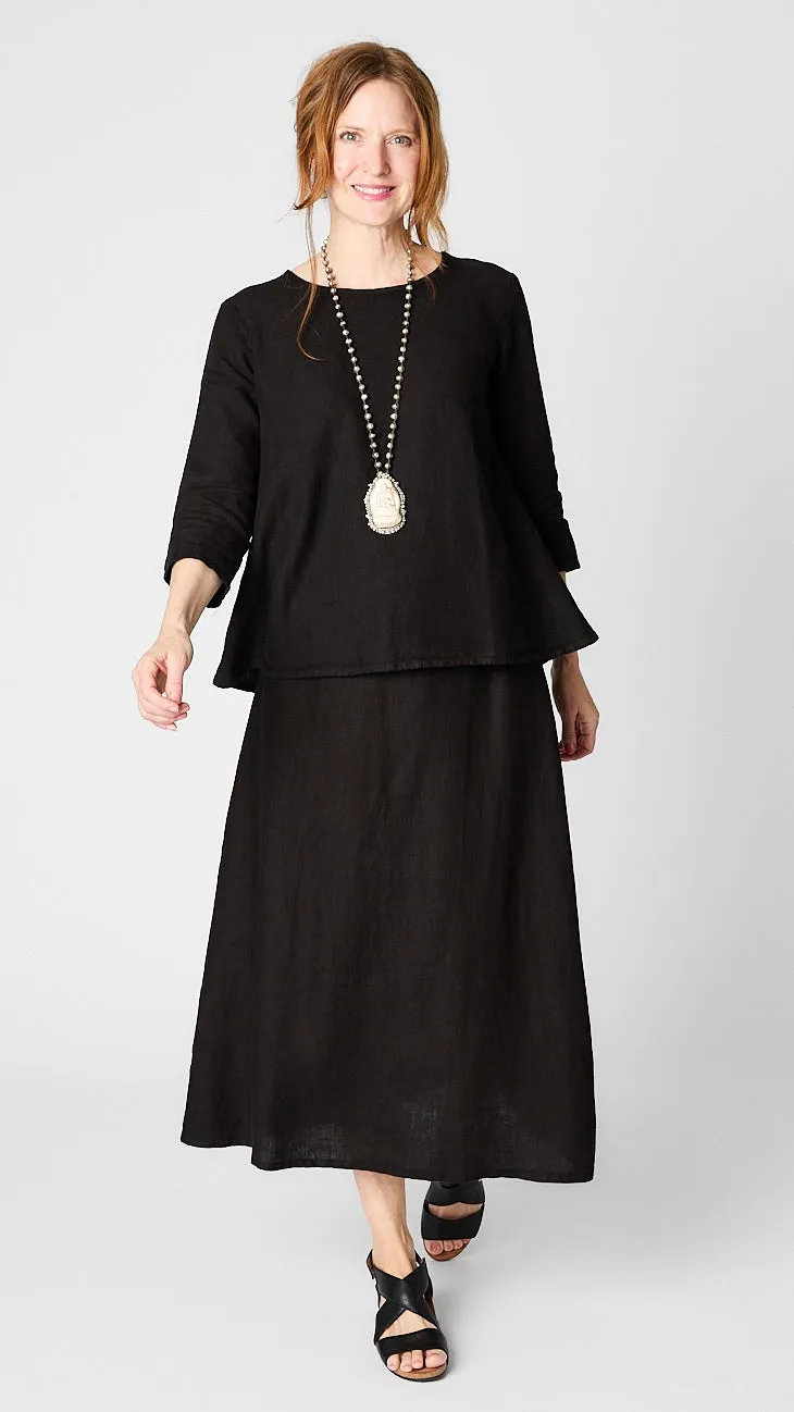 Midi Linen A-Line Linen Skirt