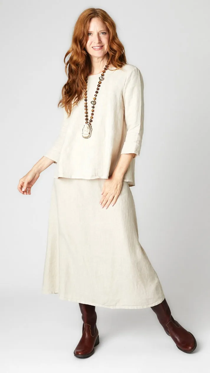 Midi Linen A-Line Linen Skirt