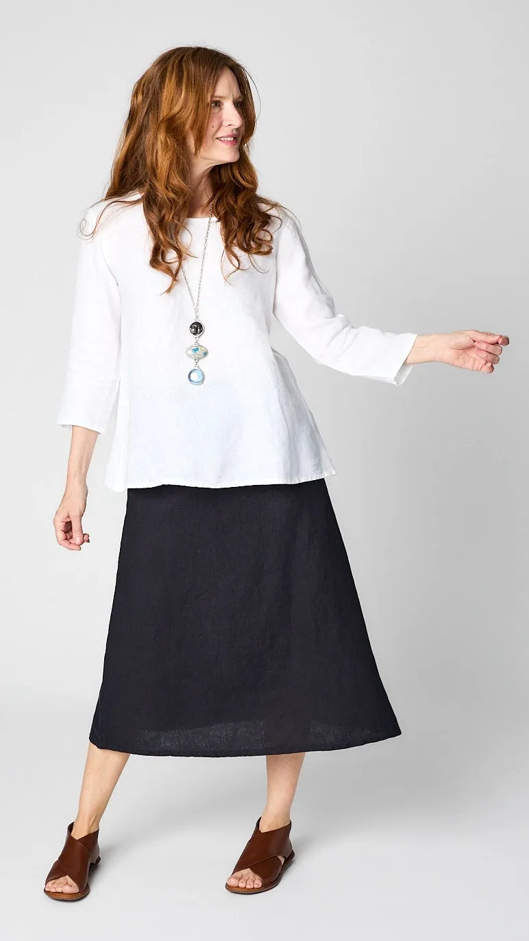 Midi Linen A-Line Linen Skirt