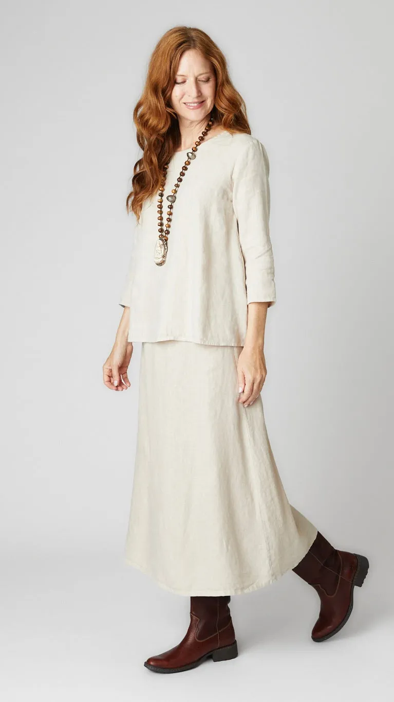 Midi Linen A-Line Linen Skirt