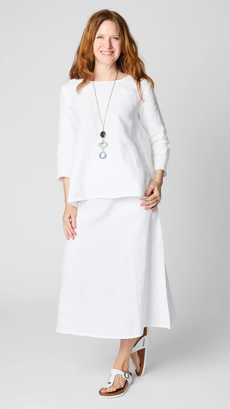 Midi Linen A-Line Linen Skirt