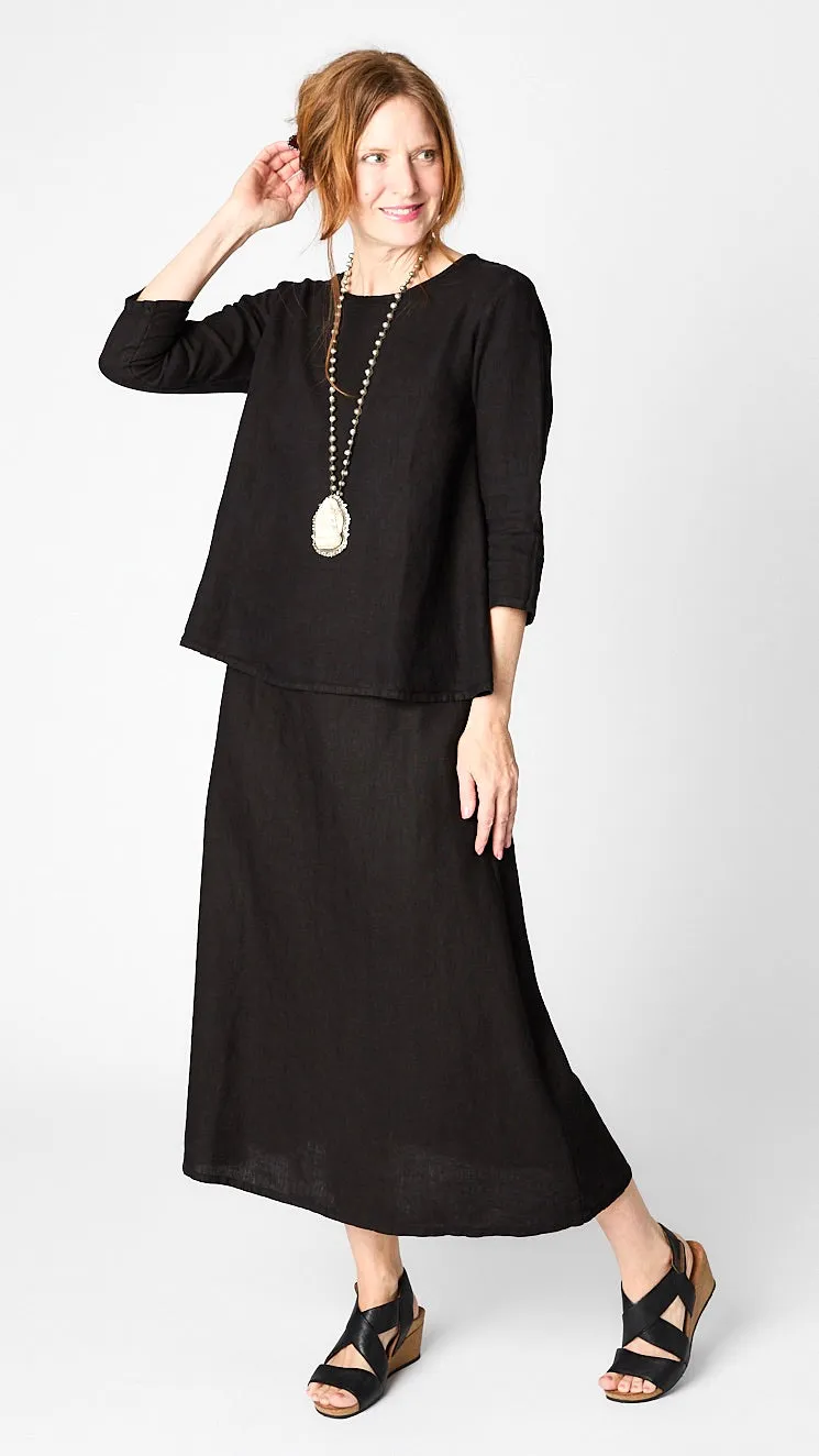 Midi Linen A-Line Linen Skirt