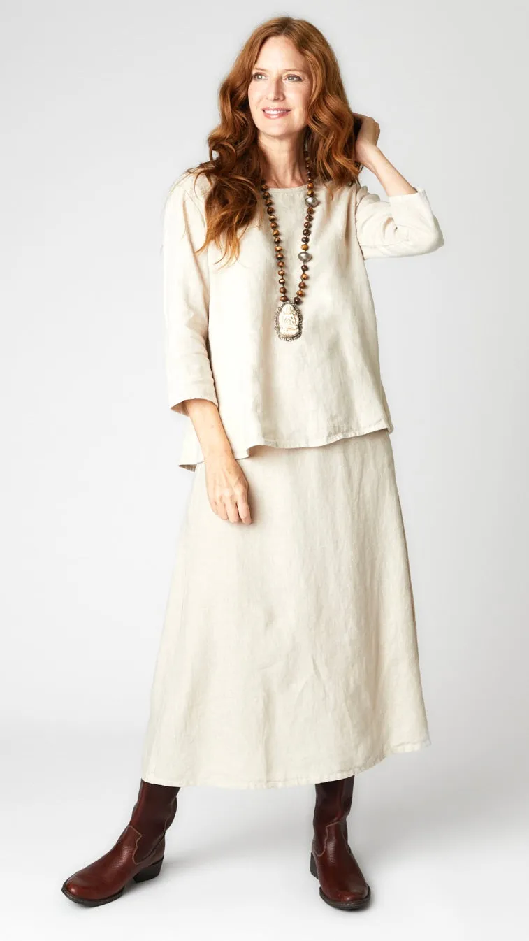 Midi Linen A-Line Linen Skirt