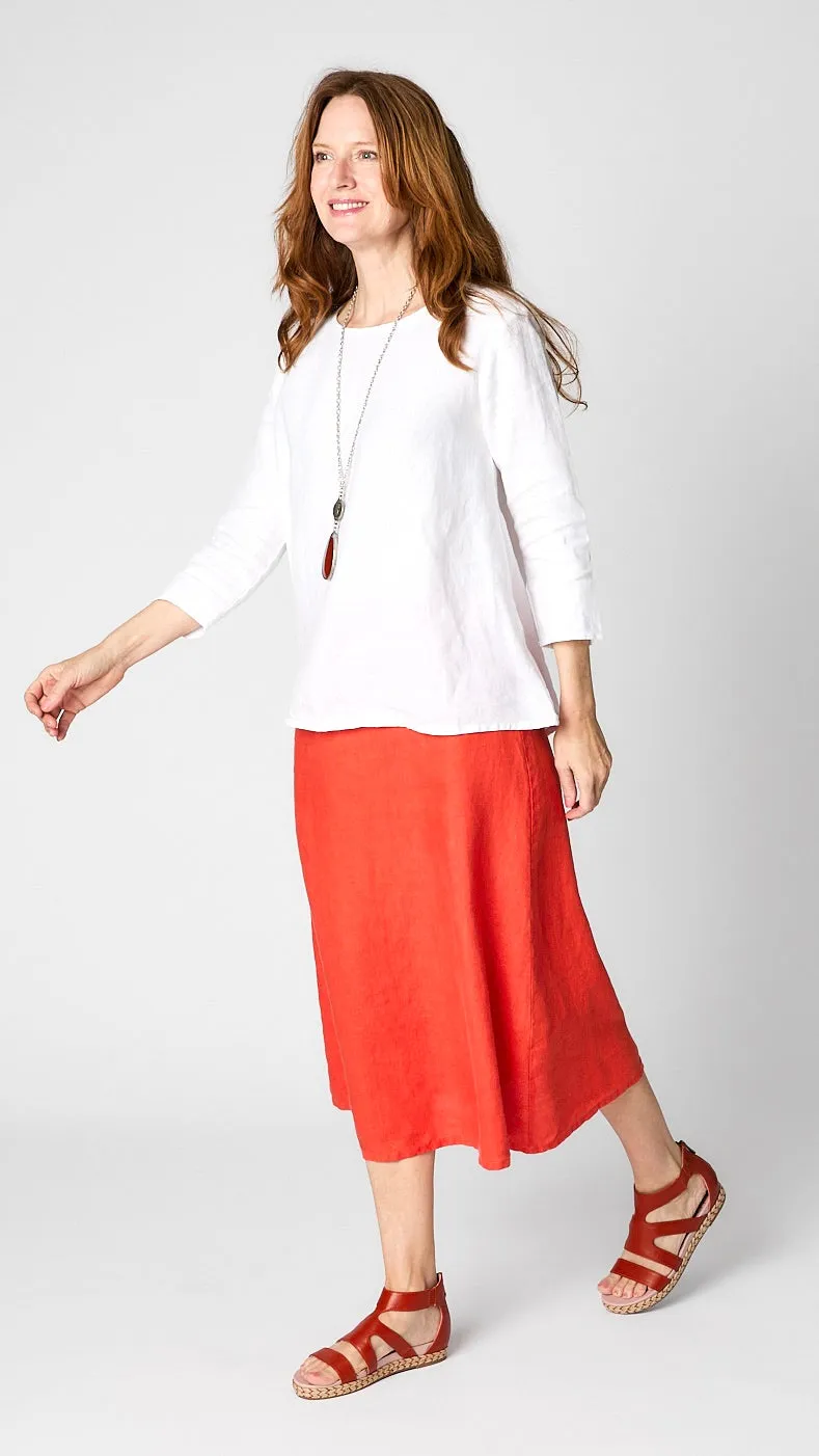 Midi Linen A-Line Linen Skirt