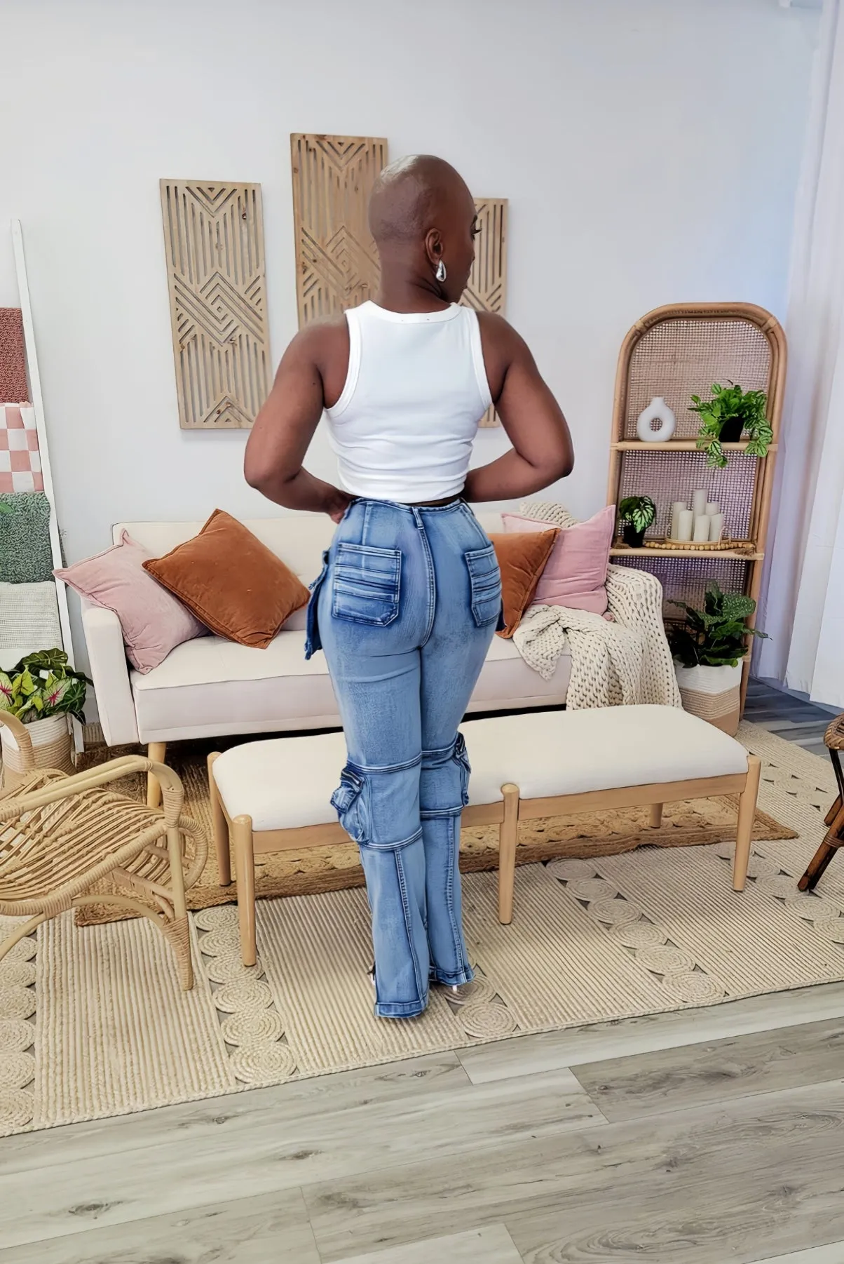 Multi Pocket Denim Pants