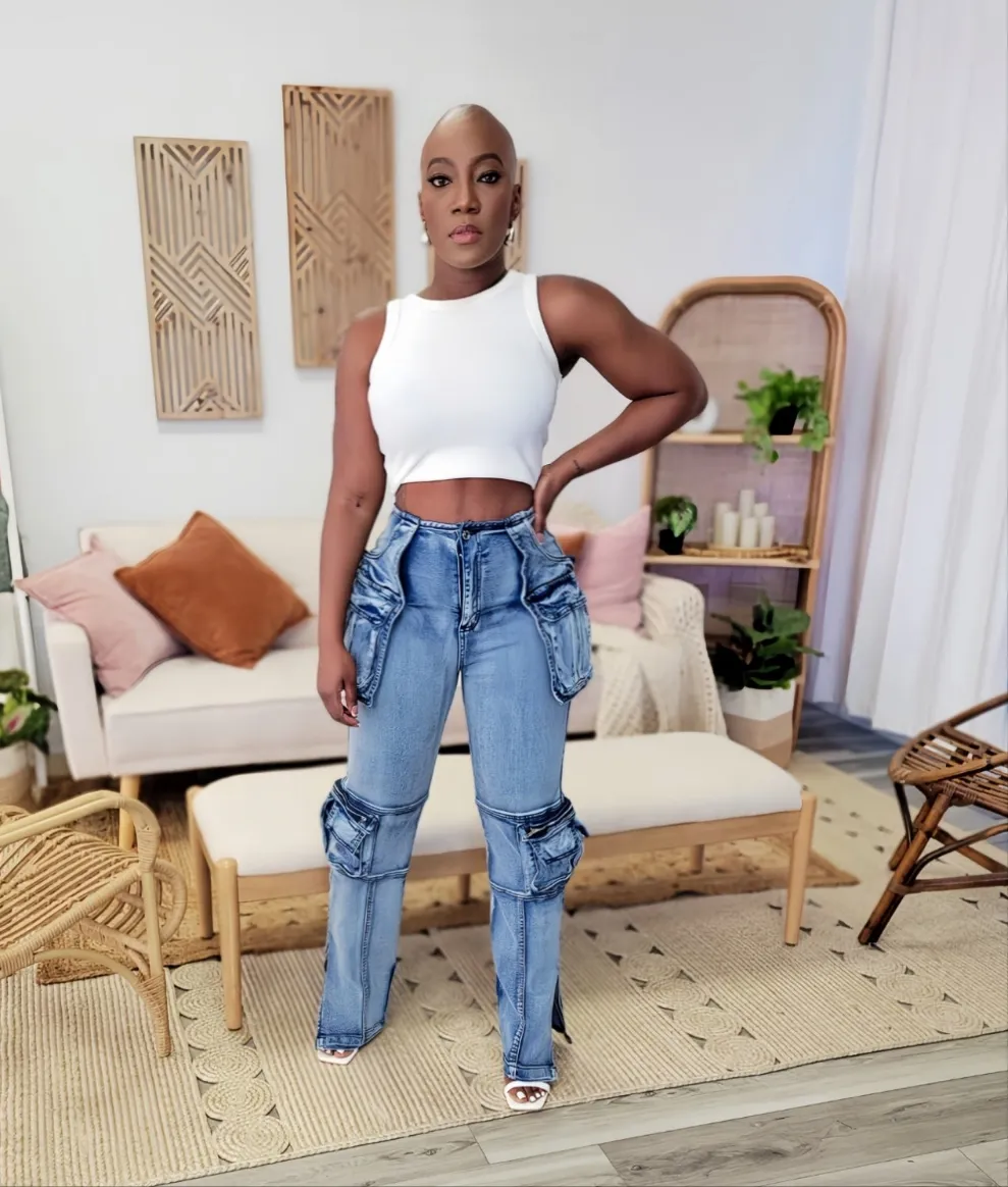 Multi Pocket Denim Pants