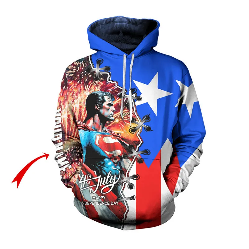 Personalized Superman Fourth Of July Hoodie & Zip Hoodie