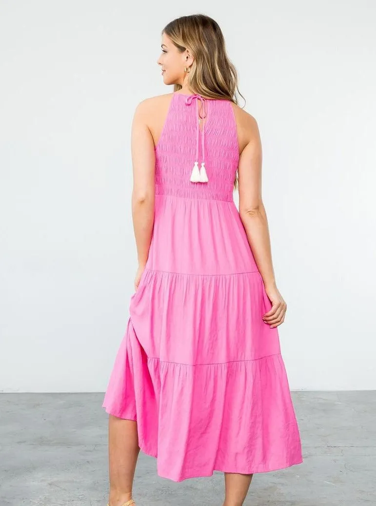 Smocked Halter Maxi Dress [PK-JH1870]