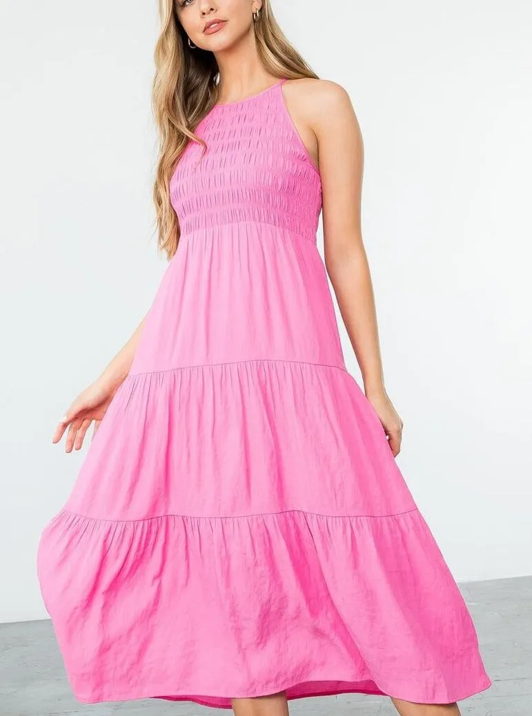 Smocked Halter Maxi Dress [PK-JH1870]