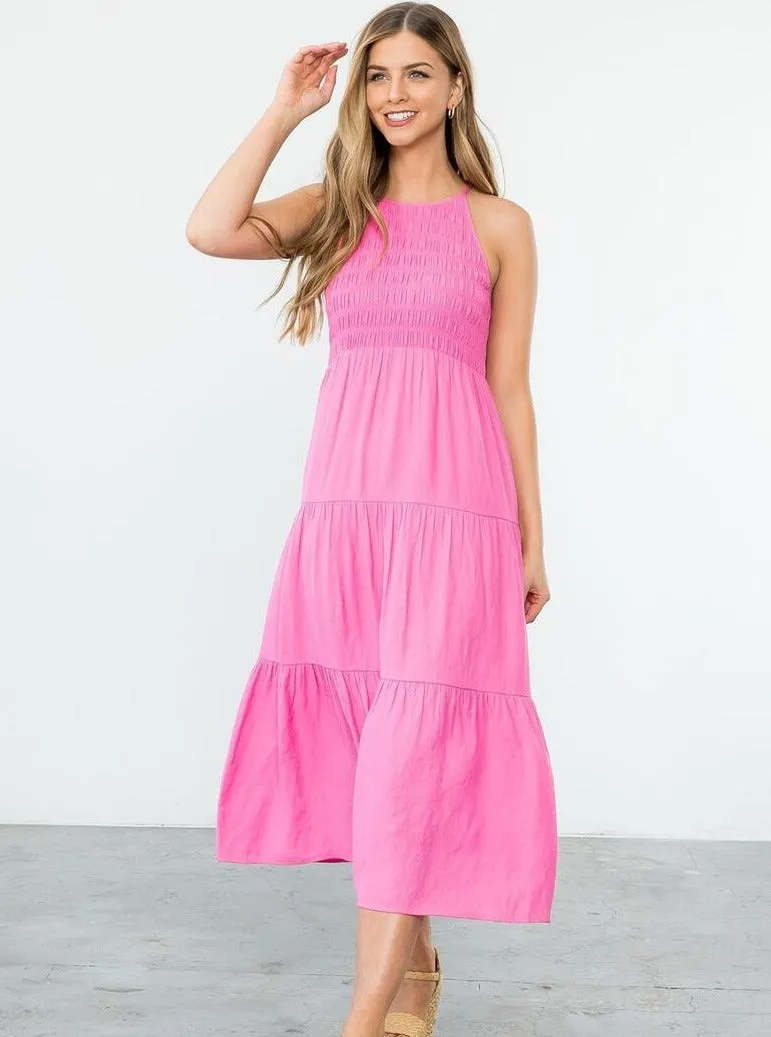 Smocked Halter Maxi Dress [PK-JH1870]