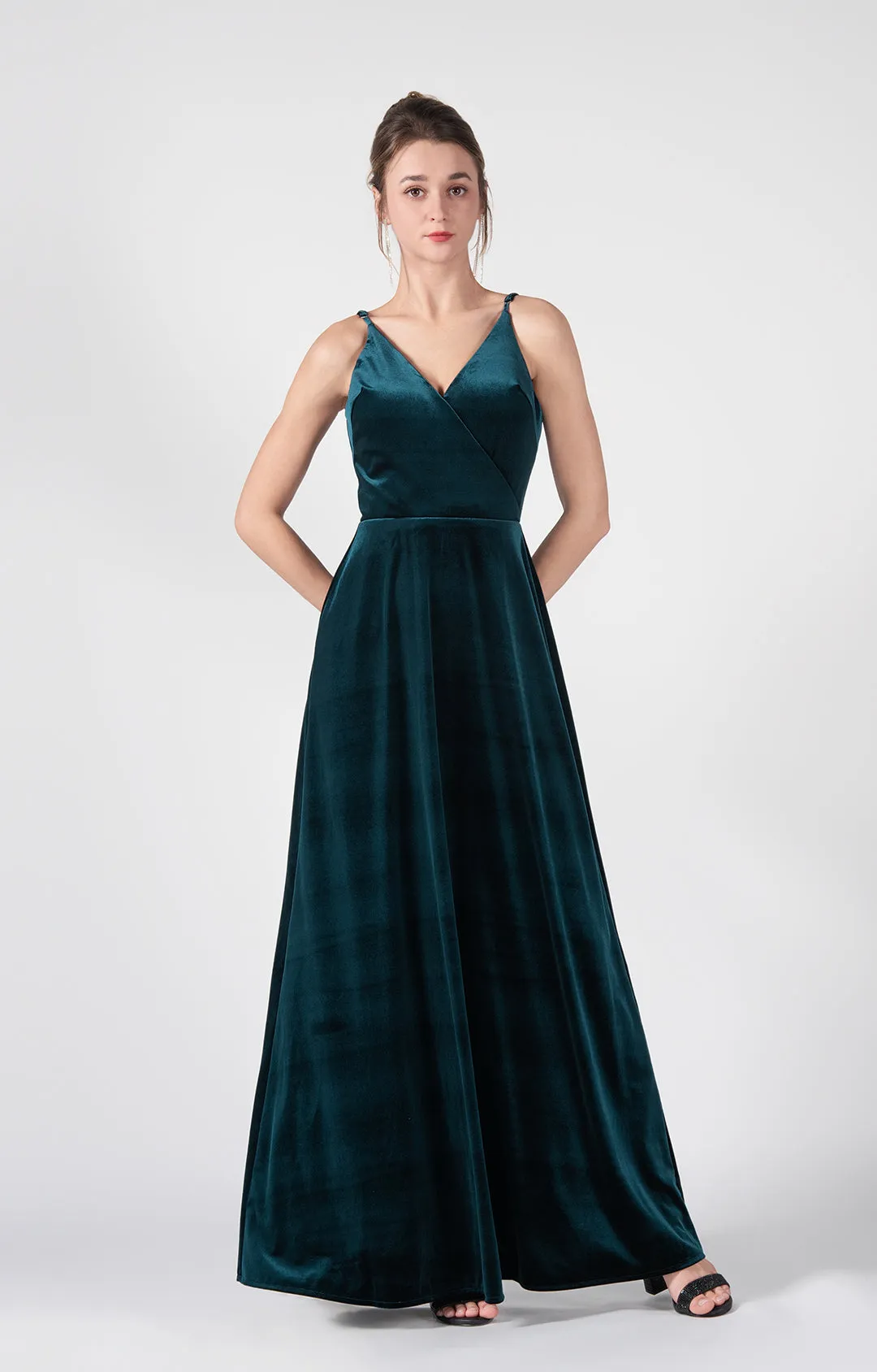 Spaghetti Straps V-Back Design A-Line Dresses