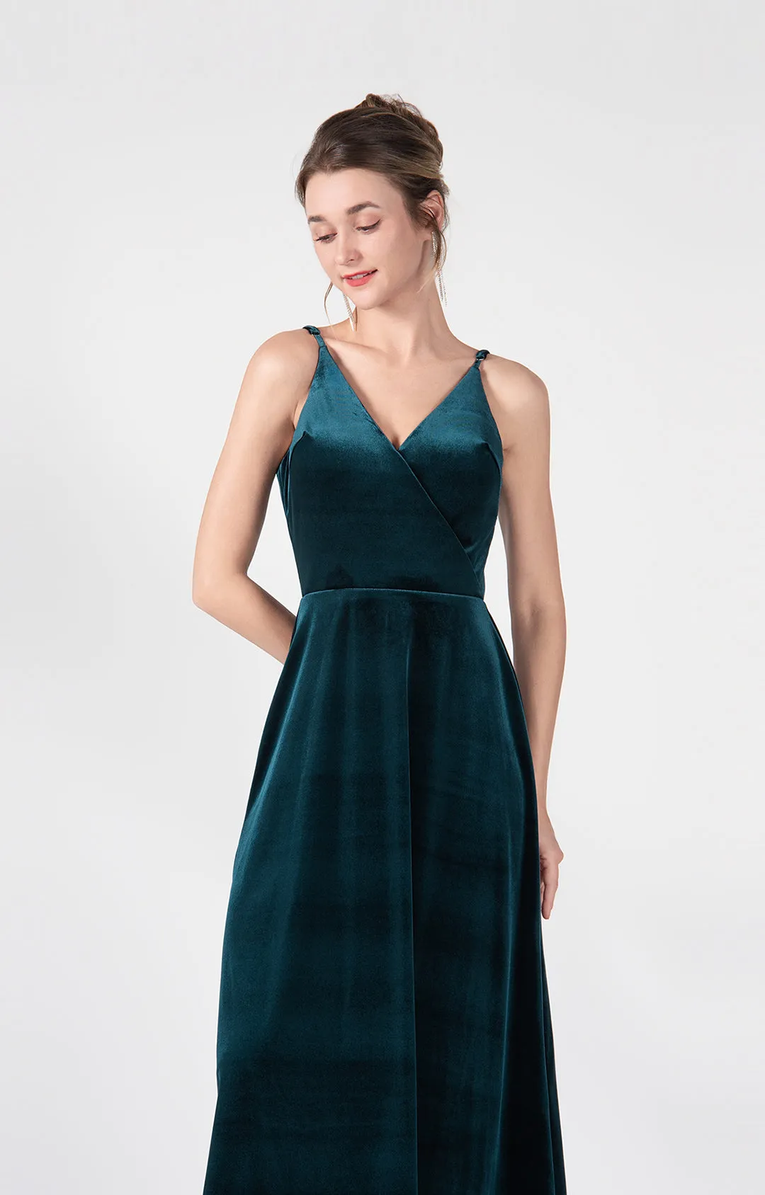 Spaghetti Straps V-Back Design A-Line Dresses
