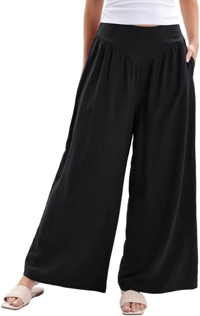 Women's Linen Wide Leg High Waist Lounge Pants