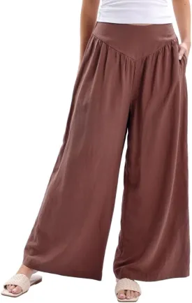 Women's Linen Wide Leg High Waist Lounge Pants