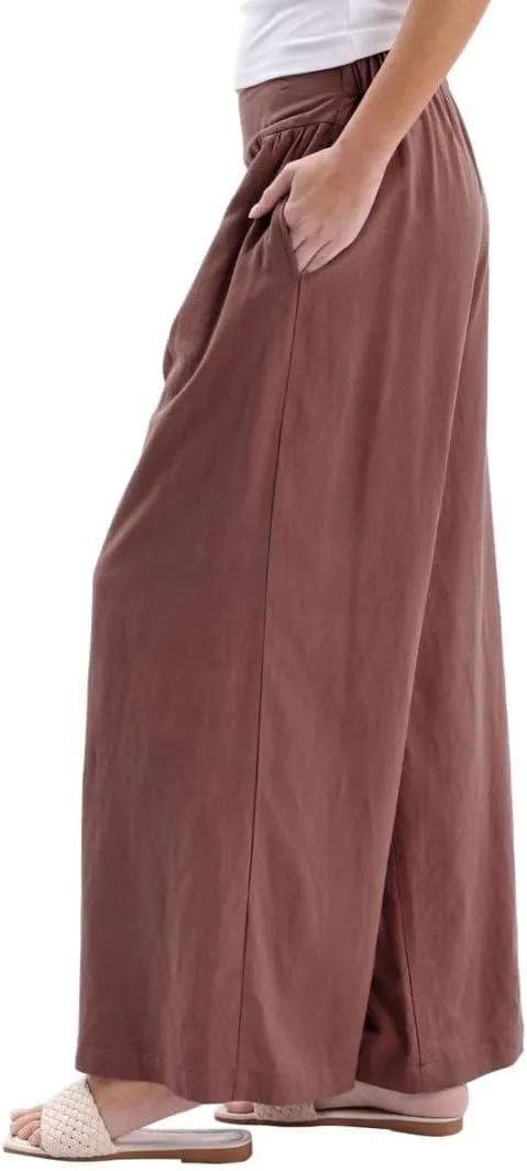 Women's Linen Wide Leg High Waist Lounge Pants