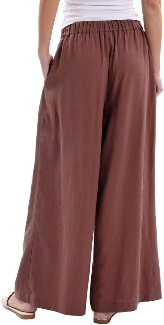 Women's Linen Wide Leg High Waist Lounge Pants
