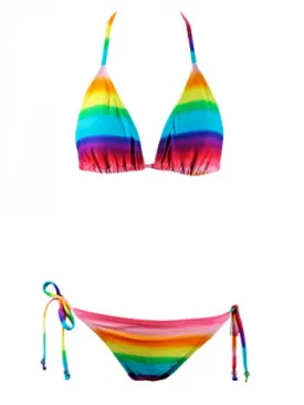 Women's Rainbow Halter Tie Side 2 Piece Bikini Swimsuit