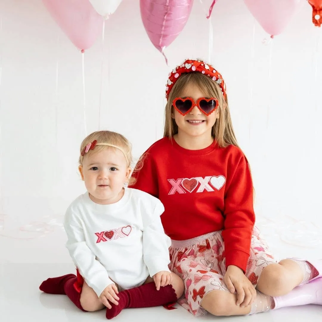 XOXO Sequin Patch Valentine's Day Sweatshirt - Kids Crewneck
