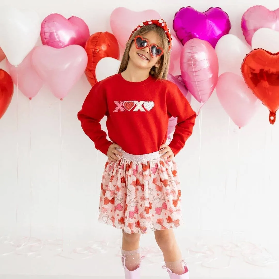 XOXO Sequin Patch Valentine's Day Sweatshirt - Kids Crewneck